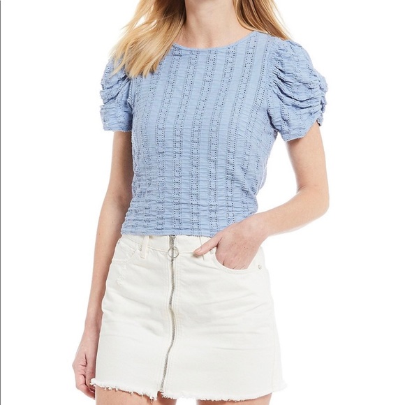 Free People star struck puff sleeve open back top - Picture 1 of 5